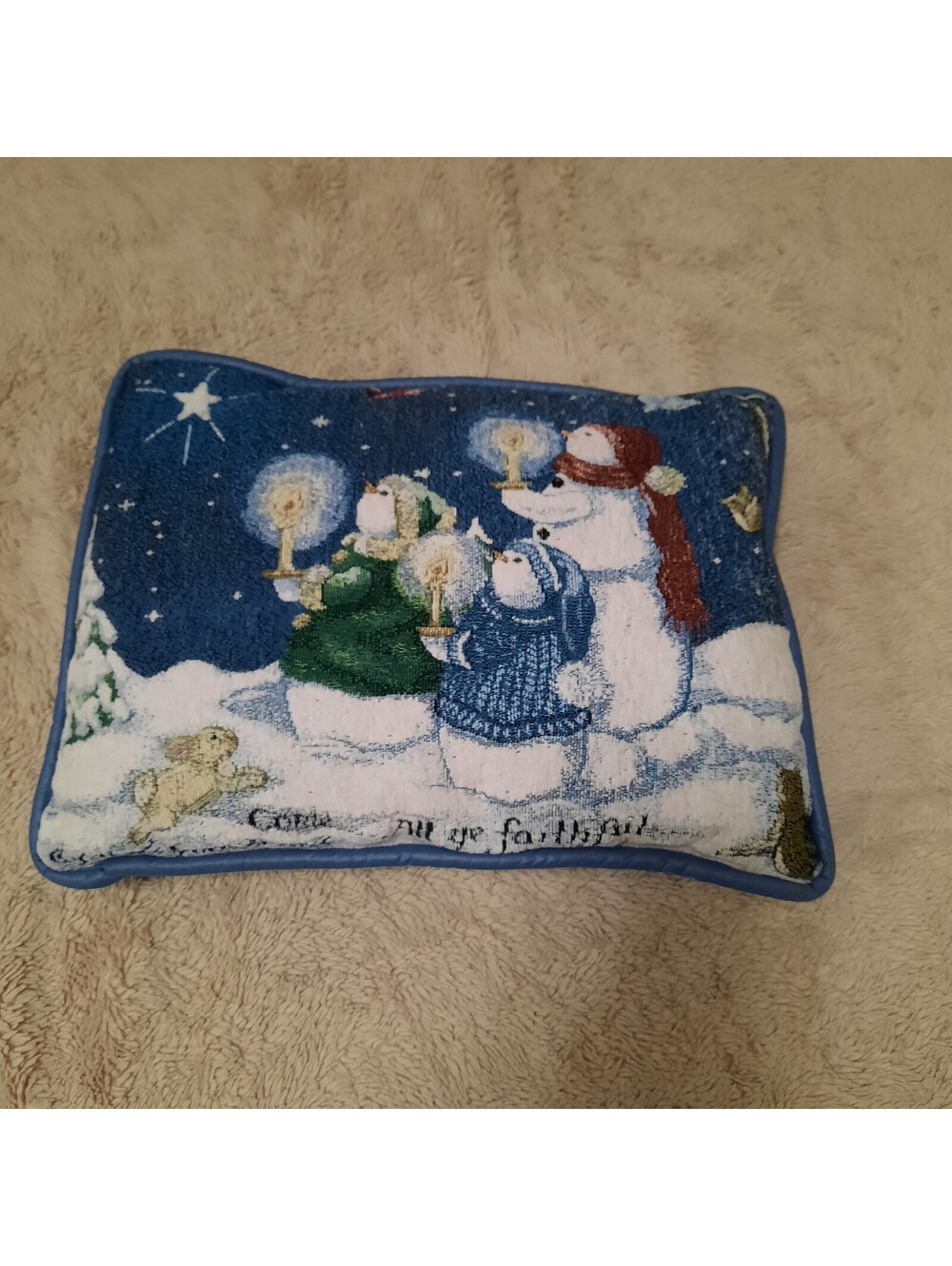 Snowman Christmas Tapestry Pillow Rectangle Holidays 16x12"